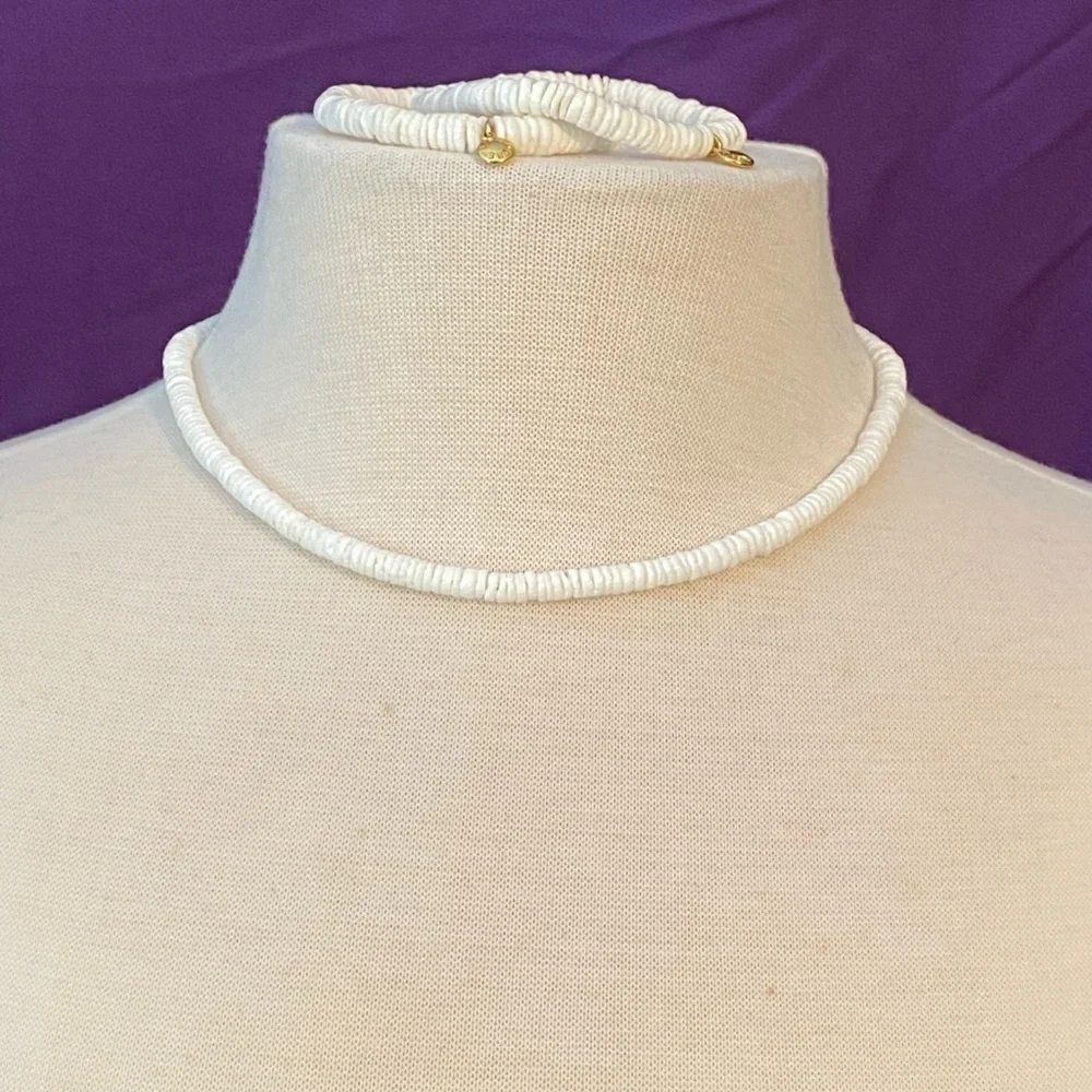 J. Crew White Puka Shell Necklace and Bracelet Set - Picture 2 of 5